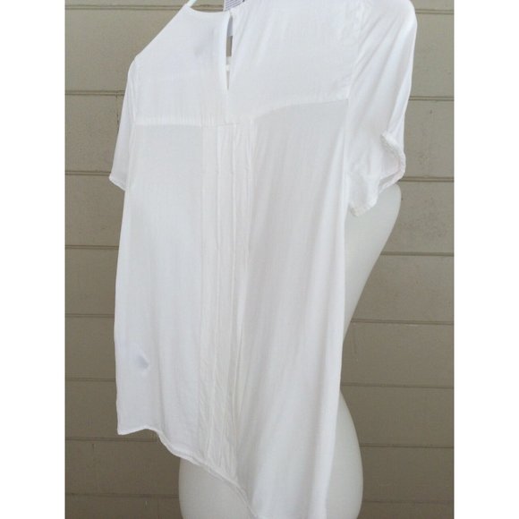 Reiss White Summer Top Pleated Blouse $180 Size 0 Jax-SS Layering Short Sleeve - Picture 10 of 11